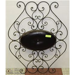 24"X36" LEATHER AND WROUGHT IRON WALL HANGING