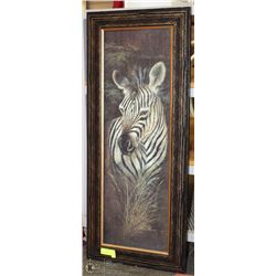 18"X42" WOODEN FRAMED ZEBRA PICTURE