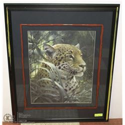 32"X36" WOODEN FRAMED LEOPARD PICTURE