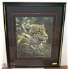 Image 1 : 32"X36" WOODEN FRAMED LEOPARD PICTURE