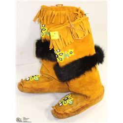 PAIR OF HANDMADE BEADED MOCCASINS