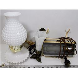 HEADBOARD LAMP & MILK GLASS & TULIP TABLE LAMPS