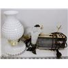 Image 1 : HEADBOARD LAMP & MILK GLASS & TULIP TABLE LAMPS
