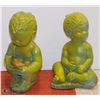 Image 1 : GREEN BOY & GIRL CEMENT CHERUB STATUES