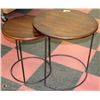 Image 1 : ROUND WOOD & WROUGHT IRON NESTING TABLES