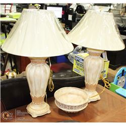 PAIR OF SHOWHOME IVORY COLOR TABLE LAMPS W/