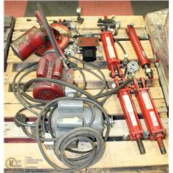 PALLET W/ HYDRAULIC RAMS, 5 HP MOTOR, 1.5HP MOTOR,