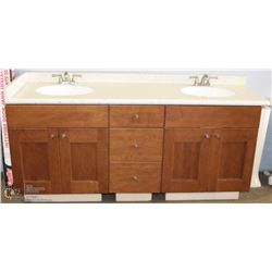 1PC DOUBLE CORIAN COUNTER WITH/ BUILT IN SINKS,