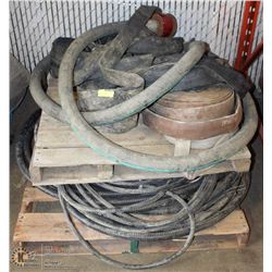 PALLET OF FIRE HOSE AND PALLET OF HEAVY DUTY CABLE