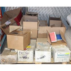 PALLET OF HARDWARE AND FASTENERS