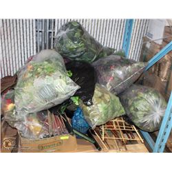 PALLET OF SILK FLORAL INCL MANY FERNS, COLORED