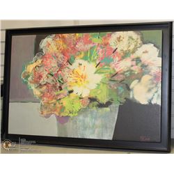 FRAMED FLORAL CANVAS ART PICTURE