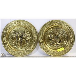 PAIR OF VINTAGE BRASS WALL PLATES 14”