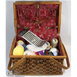 LARGE BASKET FILLED WITH CRAFTING SUPPLIES