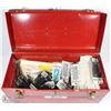 Image 1 : BEACH TOOL BOX WITH ASSORTED NEW FISHING HOOKS,