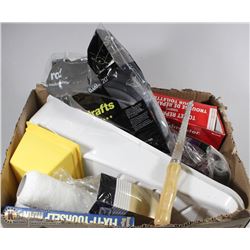 BOX OF PAINTING SUPPLIES