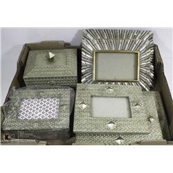 TRAY OF VANITY DECOR 7PCS INCL JEWELLERY BOX,