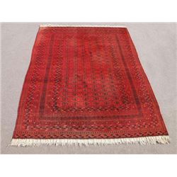 Intricate Knotted Semi Antique Turkman Tribal Rug