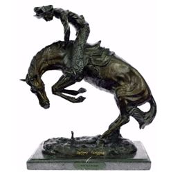 Rattle Snake Bronze Sculpture on Marble Base Statue