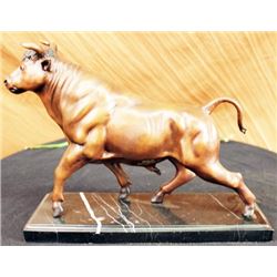 Nice Bull Ox Marble Bronze Statue