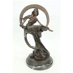 Dream Goddess with Bliss Ring Bronze on Marble Base Sculpture
