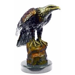 Bald Eagle Bronze Sculpture on Marble Base Statue