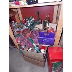 SHELF LOT OF COLLECTABLE & HOUSE HOLD - INCLUDING CHRISTMAS ITEMS