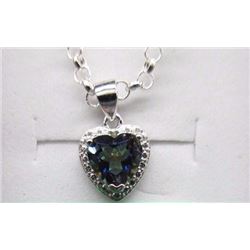 NECKLACE - 1.9CT HEART FACETED MYSTIC TOPAZ & ROUND FACETED DIAMOND IN STERLING SILVER SETTING - INC