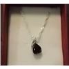 Image 3 : NECKLACE - 1.15CT PEAR FACETED GARNET & DIAMOND IN STERLING SILVER BEZEL SETTING