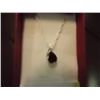 Image 4 : NECKLACE - 1.15CT PEAR FACETED GARNET & DIAMOND IN STERLING SILVER BEZEL SETTING