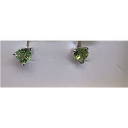 EARRINGS -HEART FACETED PERIDOT IN STERLING SILVER SETTING - RETAIL ESTIMATE $275