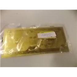 GOLD FOIL BILL - 24K GOLD - USA $5 - not legal tendar