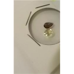 GEMSTONES -  2 TTL - CITRINE(OVAL) & GARNET(PEAR)