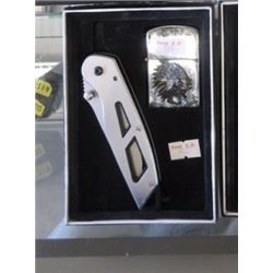 NEW FOLDING KNIFE WITH LIGHTER WITH EAGLE IMAGE