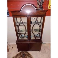 VINTAGE CHINA CABINET - 80" TALL - GLASS 2 CRACKS