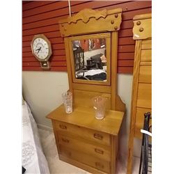 VINTAGE EAST LAKE QUEBEC ASH DRESSER WITH MIRROR - CIRCA 1870