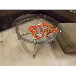 ROUND GLASS TOP COFFEE TABLE
