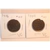 Image 1 : 1884 & 1886 Dominion of Canada One Cent Coins (1 of each)