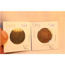 1898 & 1899 Dominion of Canada One Cent Coins