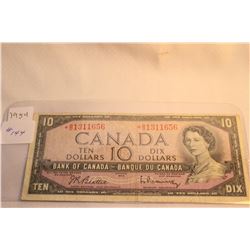 1954 Cdn. Ten Dollar Bill (Beattie/Rasminsky) - Replacement