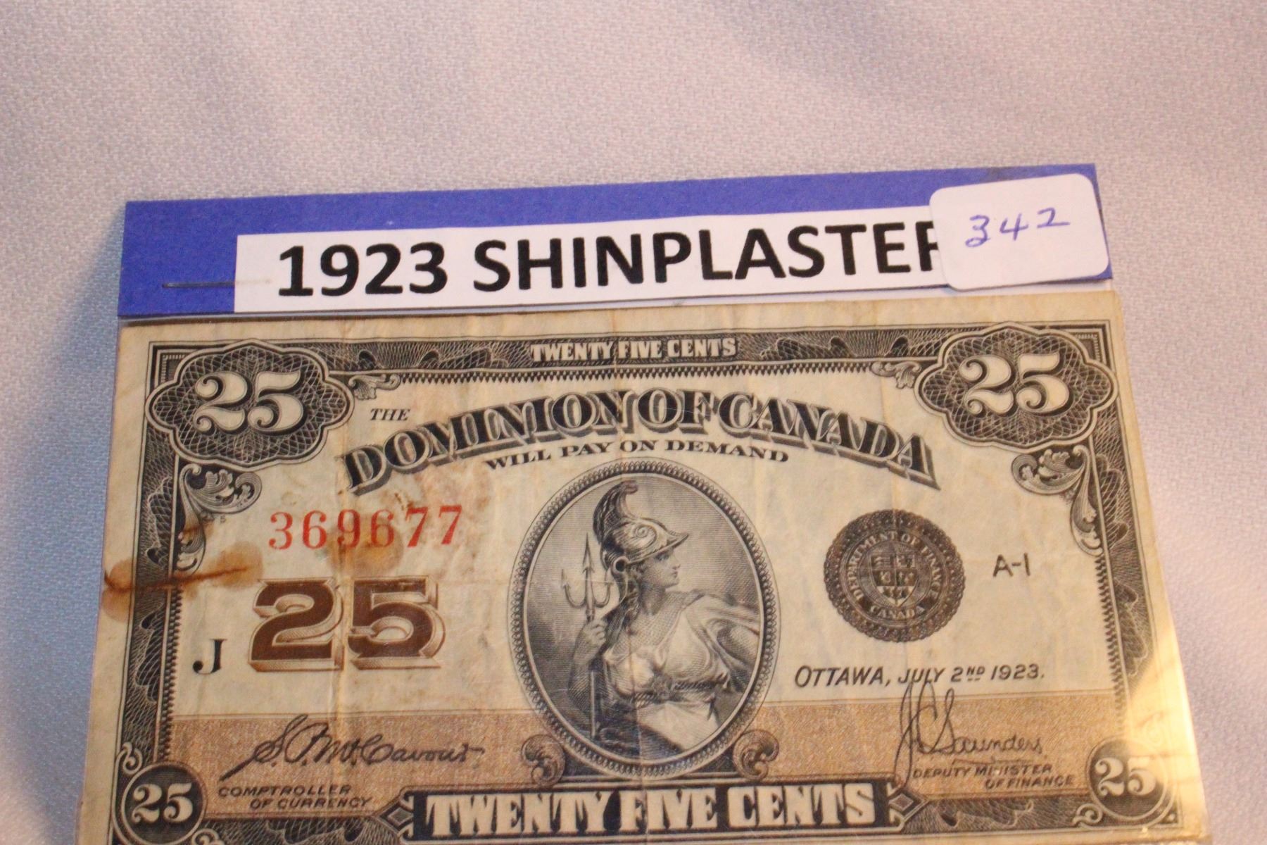 Shinplaster Coin 1923 Cdn. Twenty-Five Cent Shinplaster (Saunders)