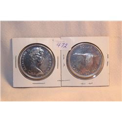 2 - 1967 Cdn. Dollar Coins - Silver