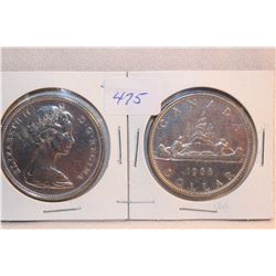 2 - 1966 Cdn. Dollar Coins - Silver