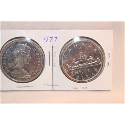 2 - 1965 Cdn. Dollar Coins - Silver