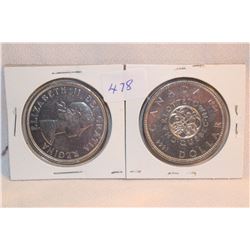 2 - 1964 Cdn. Dollar Coins - Silver