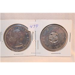 2 - 1964 Cdn. Dollar Coins - Silver