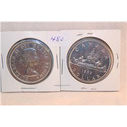 2 - 1963 Cdn. Dollar Coins - Silver