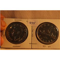 2 - 1937 Cdn. Dollar Coins - Silver