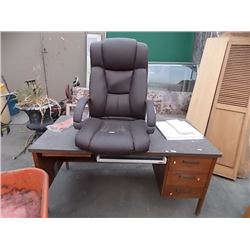 DESK - 3 DRAWER - 30 X 60 & LEATHER CHAIR TOP