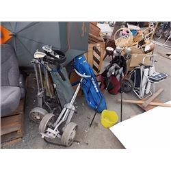 SET OF GOLF CLUBS & CART - 4 TTL